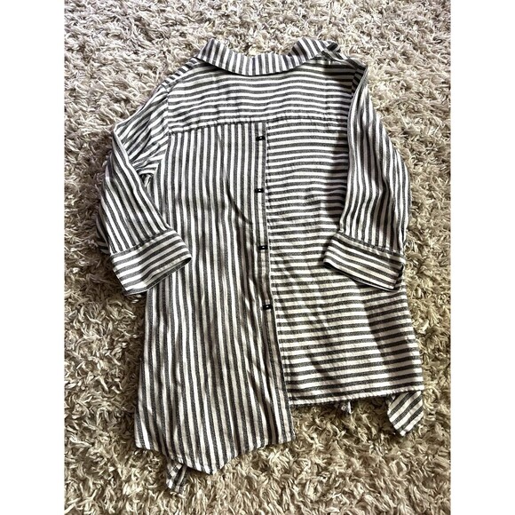 Soft Surroundings Asymmetrical Button Down Tunic Top Large Striped Laggenlook - Picture 9 of 12